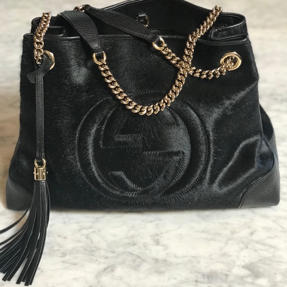 Gucci calf hair soho shoulder bag